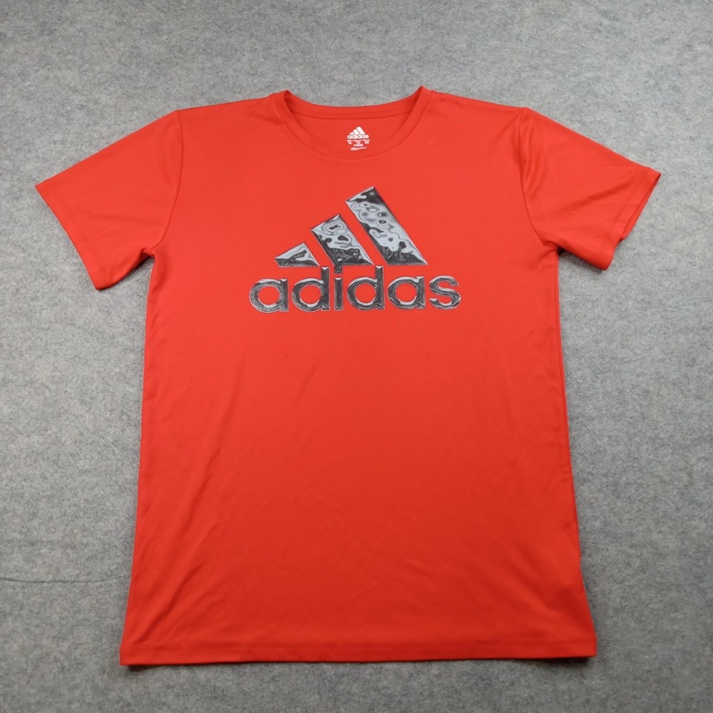 Adidas Shirt Boys Youth XL 18/20 Red Short Sleeve Graphic Logo Athletic Tee